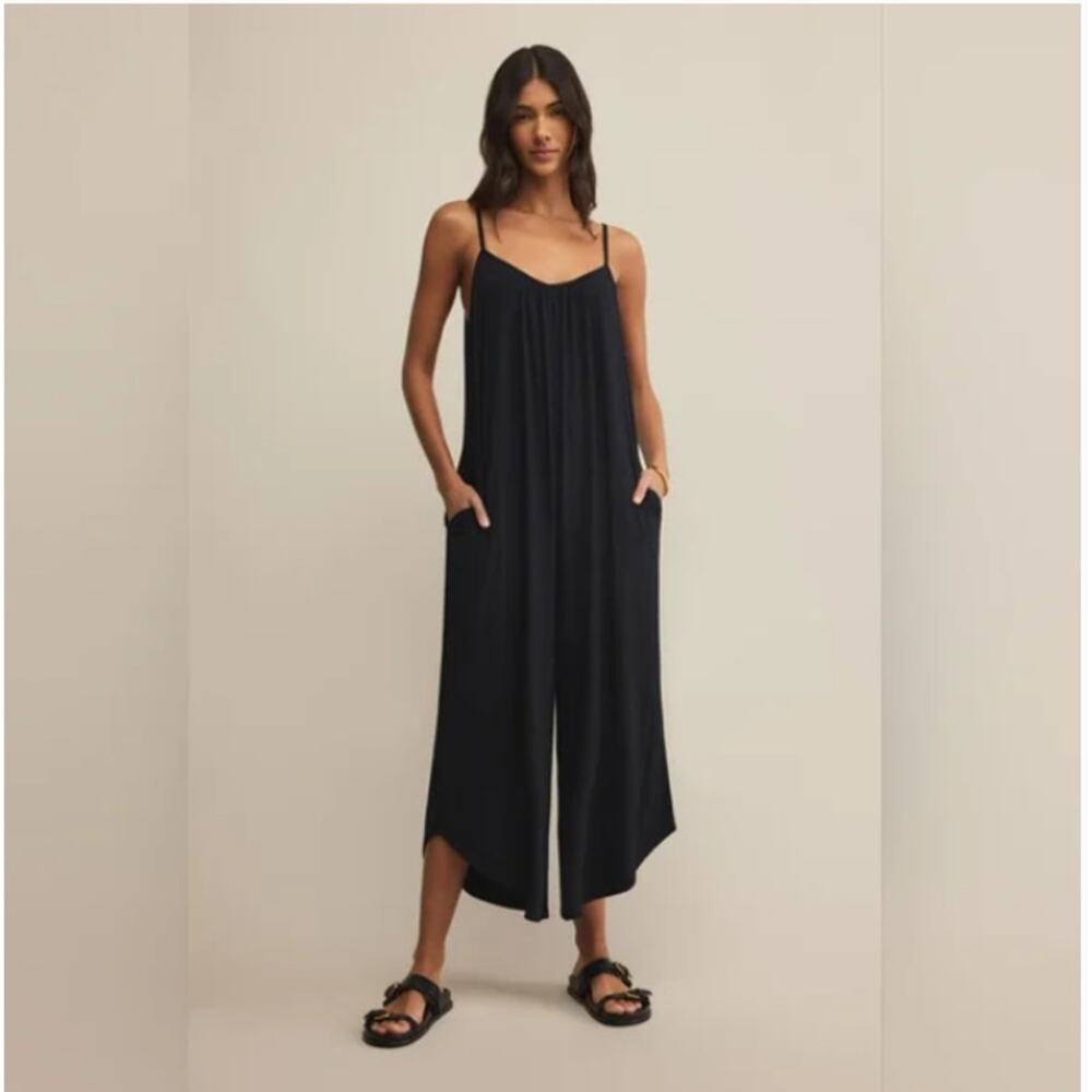 Antistar Women's Black Stretchy Oversized Cropped Jumpsuit Size Small